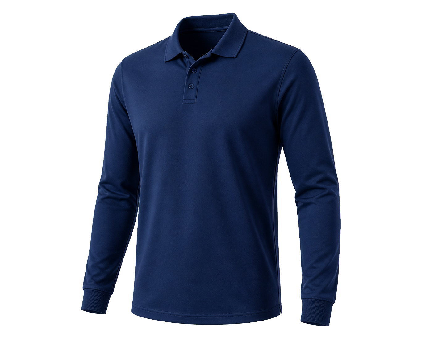 Polo manga larga azul premium confeccionado por Publigarment