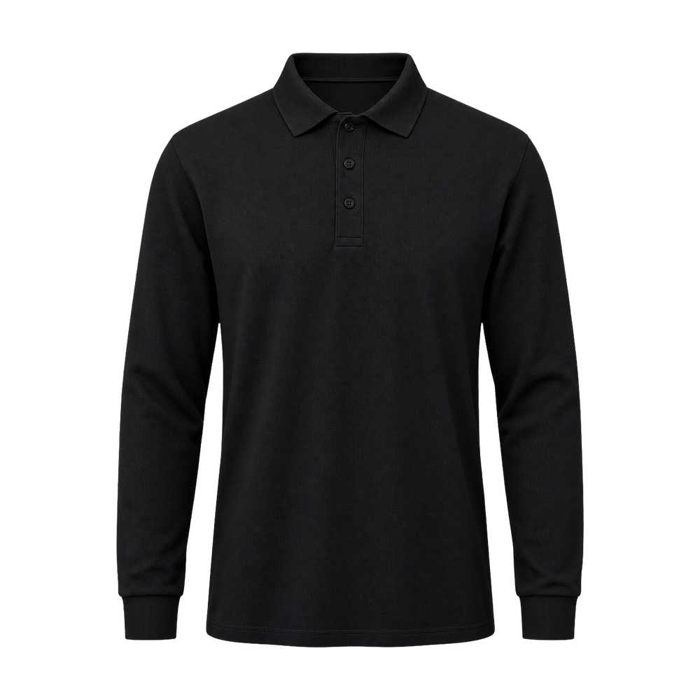 Polo camisero Piquet Lacoste manga larga negro